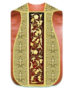 Roman Chasuble #2995342, Gold Damask with Hand Embroidered Panels