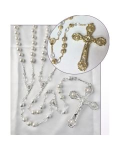 Rosary Lasso Gold All Glass, Pearls & Filigree Beads
