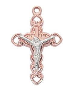 Rose Gold Plated Crucifix w/16" Chain