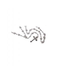 Silver Wedding Rosary w/ Crystal Beads