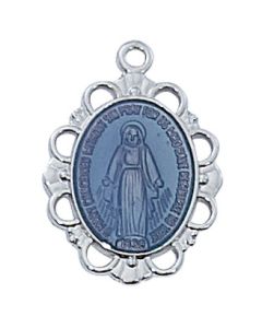 SS Blue Miraculous Medal w/18" Chain