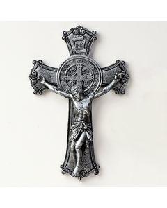 ST BENEDICT 10.25"CRUCIFIX SIL