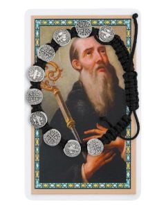 St Benedict Black Corded Bracelet