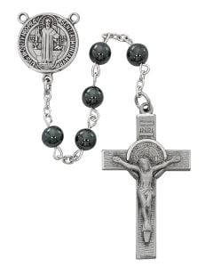 St Benedict Hematite Rosary