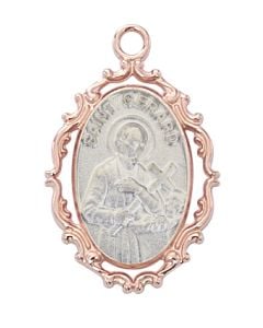 Rose Gold Plated Sterling Silver St. Gerard Medal w/ 18" Chain