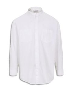 White Ample Cut Long Sleeve Neckband Clergy Shirt