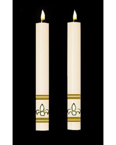White Fleur de Lis Altar Candles