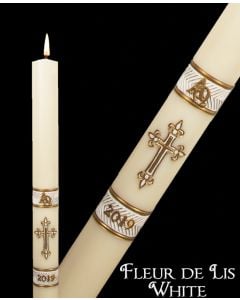 White Fleur de Lis Paschal Candle